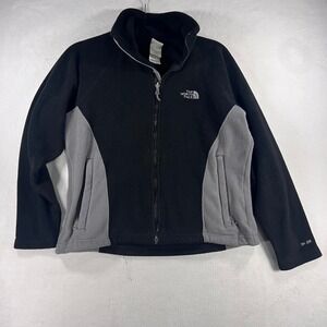 The North Face TKA 200 Fleece Jacket Womens Small Black Grey Full Zip Hiking